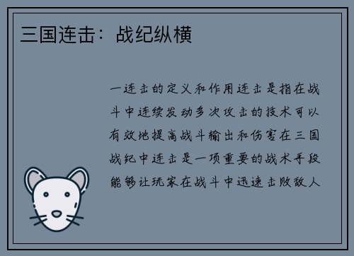三国连击：战纪纵横